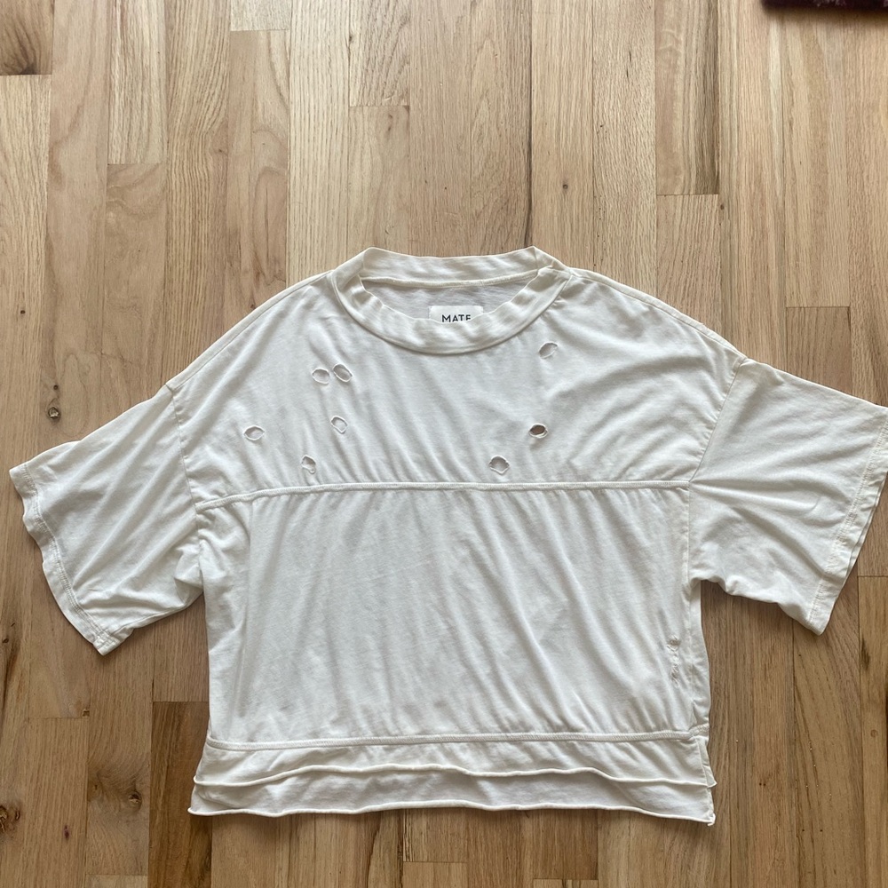 Mate the Label Distressed Organic Cotton Crop Tee